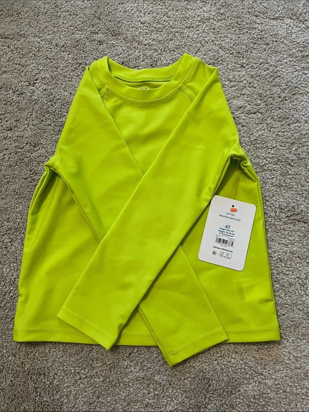 wonder nation Kids Long Sleeve Swim Rashguard - Neon Lime